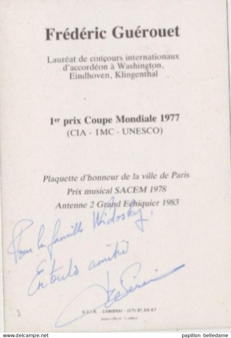 Accordéon Frédéric Guérouet  Autographe - Autógrafos