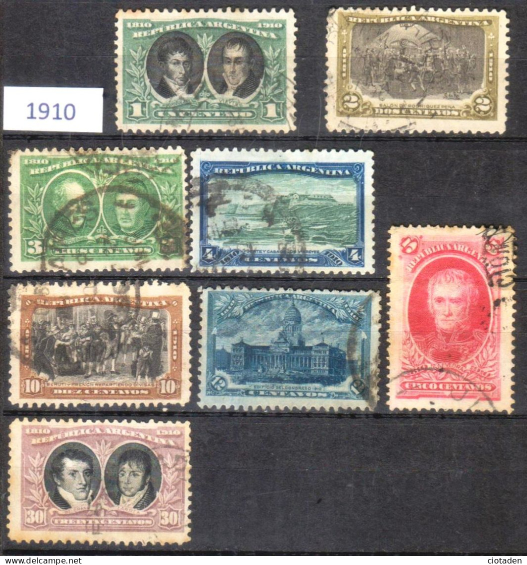 Argentine - 1910 100° Anniversaire De La Révolution - 8 Timbres - Gebraucht