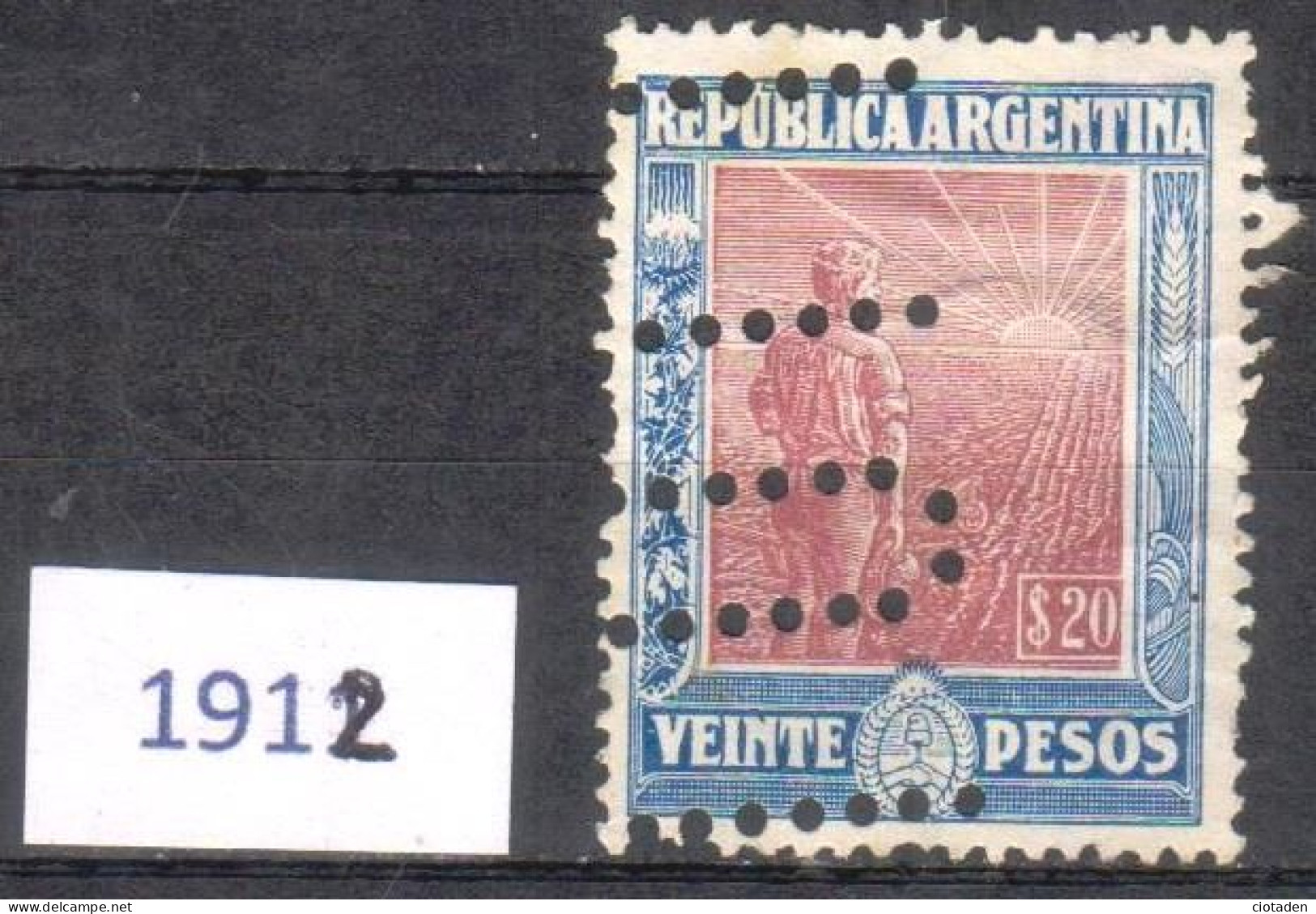 Argentine - 1912-1913 Soleil Levant Et Fermier - RARE - Gebraucht