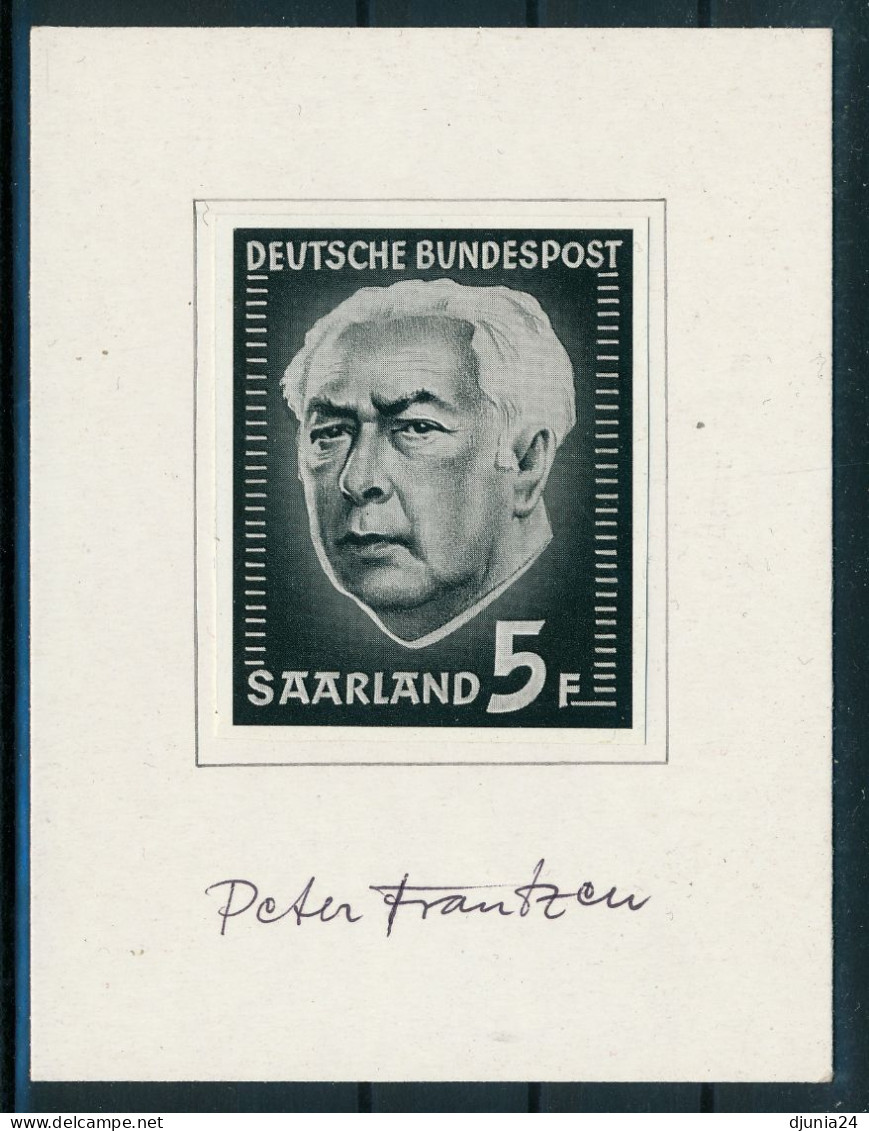 BF0727 / SAARLAND  -  1957  ,  Peter Frantzen  ,  Entwurf Der Ausgabe Heuss Mit Original Unterschrift - Briefe U. Dokumente