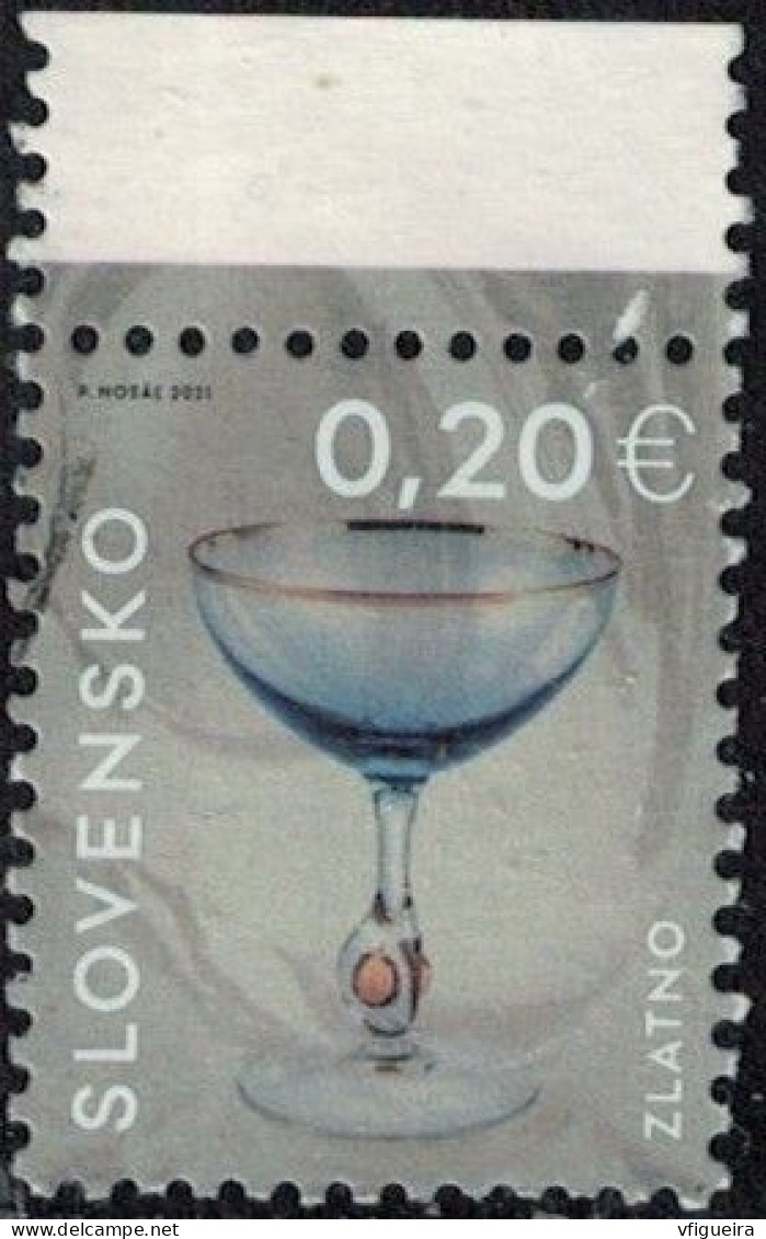 Slovaquie 2021 Oblitéré Used Industrie Verrière Verre à Vin Doré Zuzana Zlatno Y&T SK 815 SU - Used Stamps