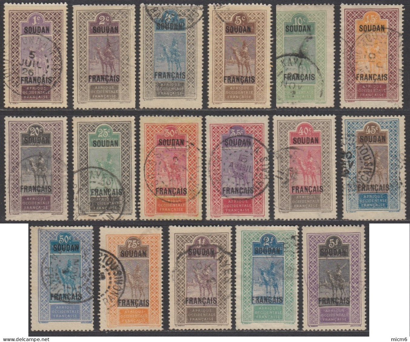 Soudan Français 1920-1944 - N° 20 à 36 (YT) Oblitérés. - Used Stamps