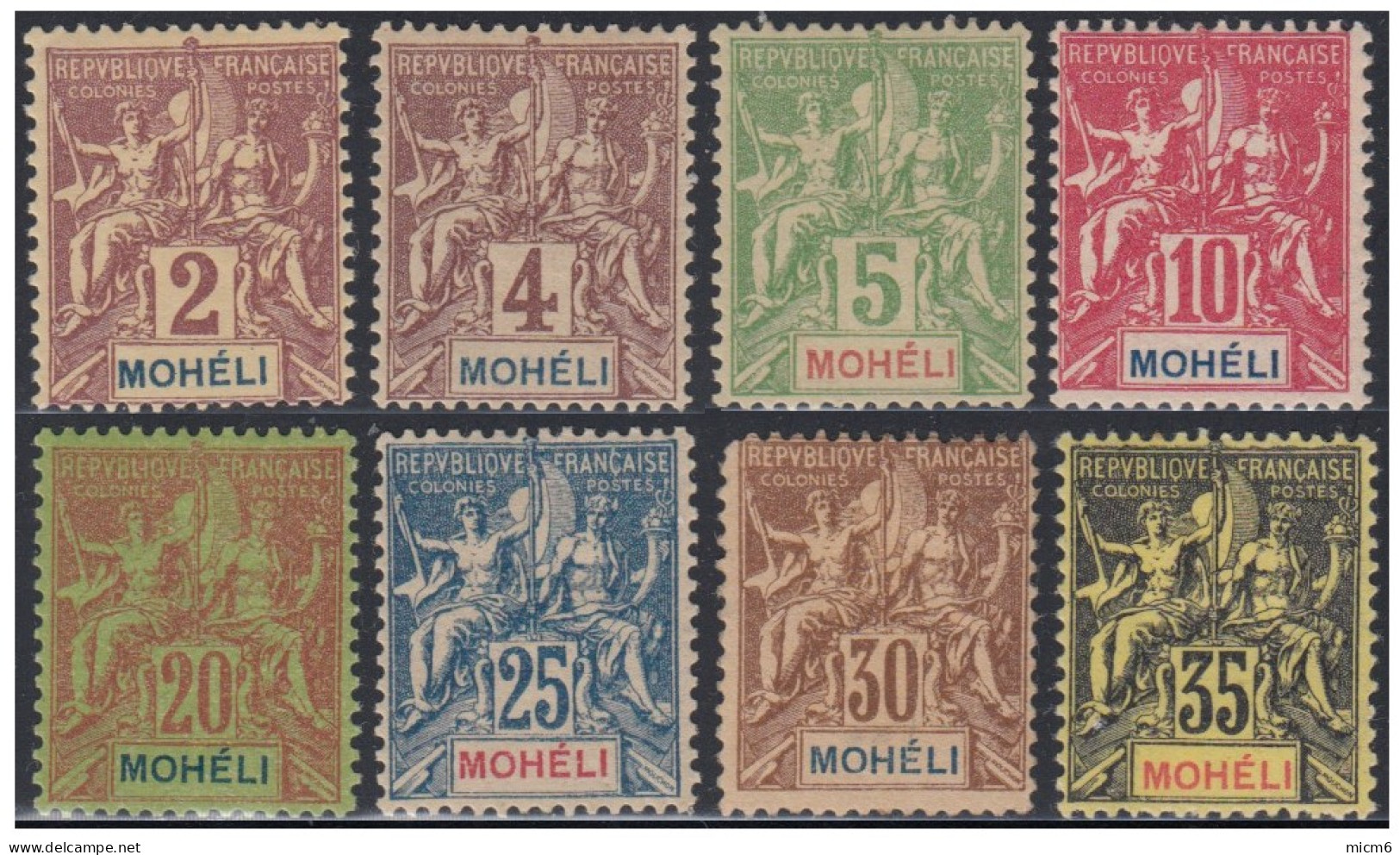 Mohéli - N° 02 à 9 (YT) N° 2 à 9 (AM) Neufs *. Le  8 Défectueux Non Compté. - Unused Stamps