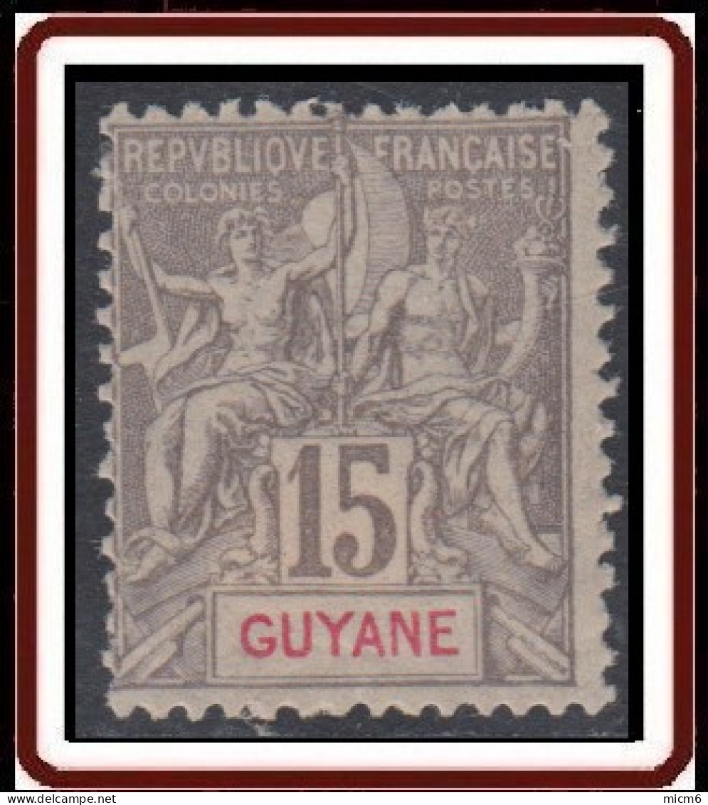 Guyane Française 1886-1915 - N° 45 (YT) N° 45 (AM) Neuf *. Adhéence De Papier. - Nuevos