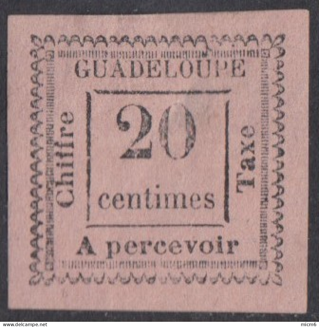 Guadeloupe 1876-1903 - Timbre-taxe N° 9 (YT) N° 9 Type I (AM) Neuf *. Aminci. - Timbres-taxe