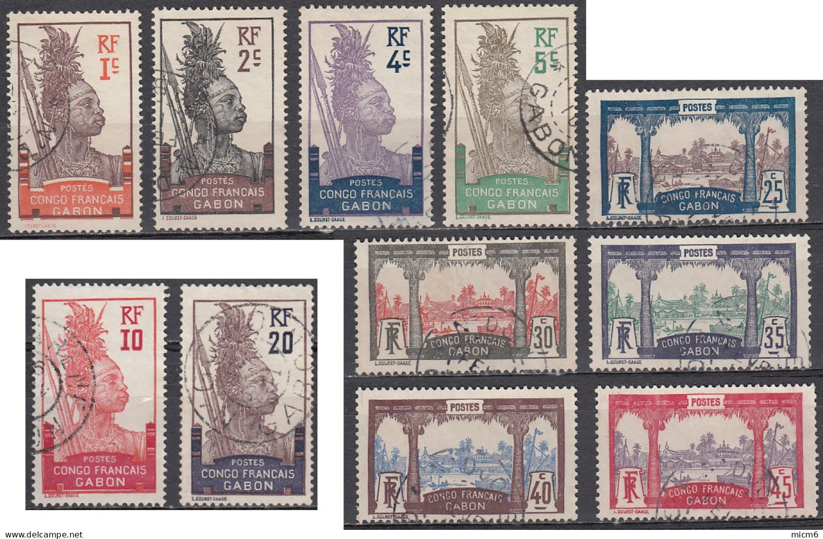 Gabon 1910-1922 - N° 33 à 43 (YT) N° 33 à 43 (AM) Oblitérés. - Oblitérés