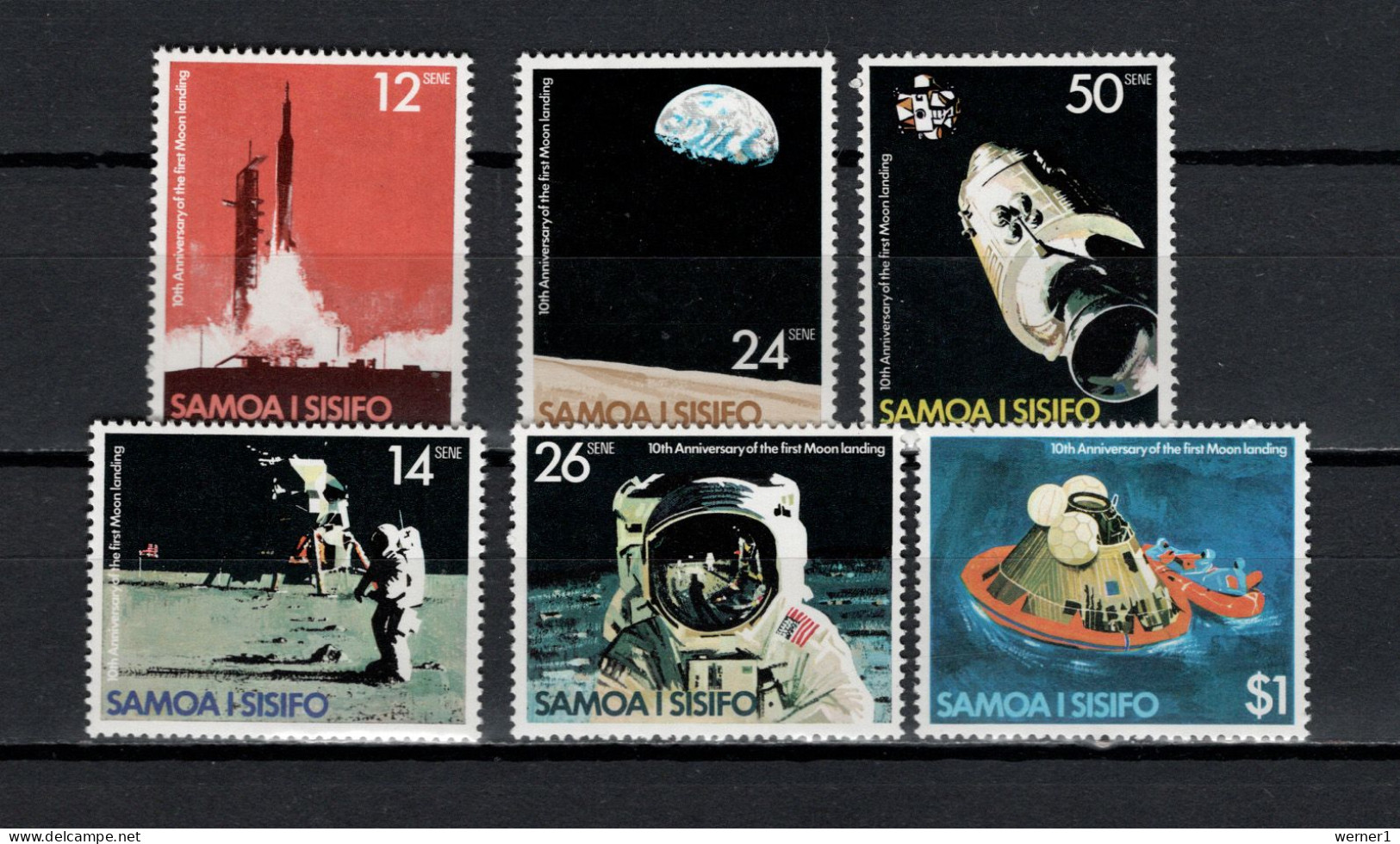 Samoa 1979 Space, 10th Anniversary Of Apollo 11 Moonlanding Set Of 6 MNH - Océanie