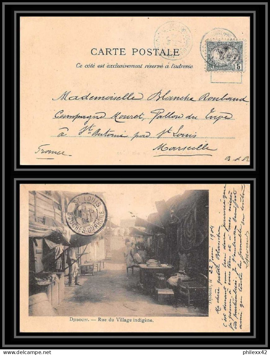 107442 Carte Postale (postcard) Bouches Du Rhone Djibouti Village Indigène Pour Marseille Saint Just 1904 - Brieven En Documenten