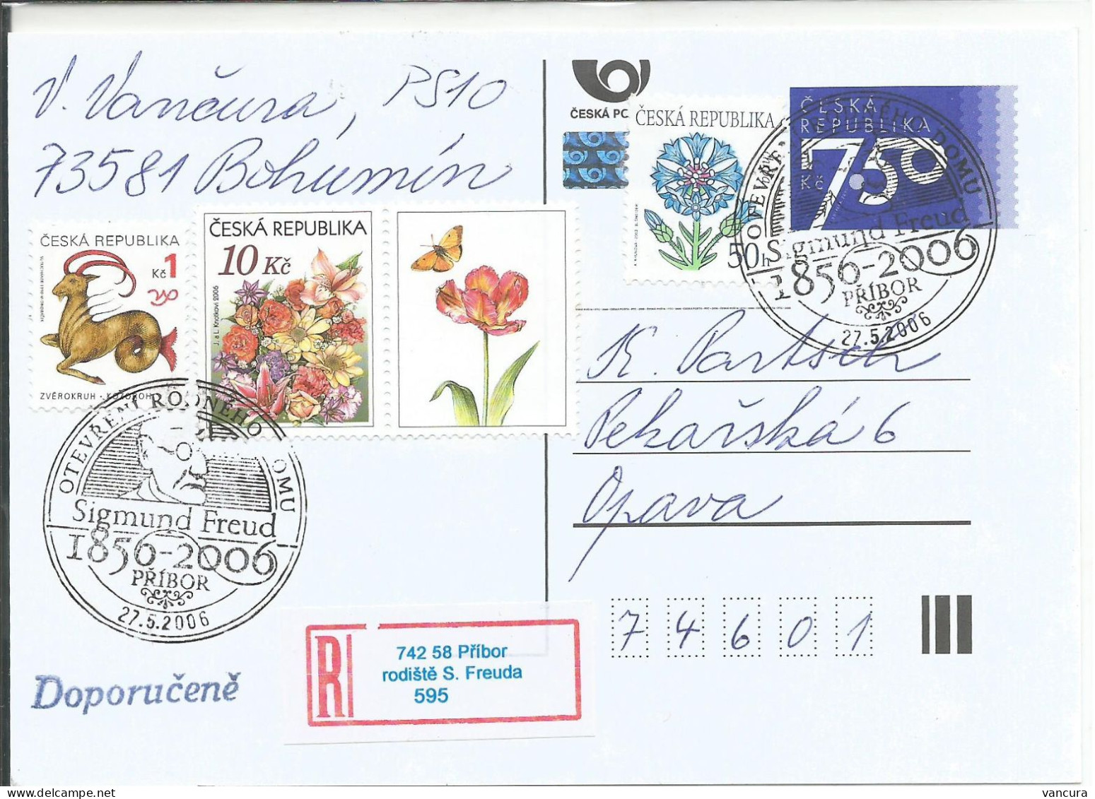 CDV 96 S. Freud Anniversary Cancel 2006 Freiberg/Pribor, Birthplace Of S. Freud Butterfly - Postcards