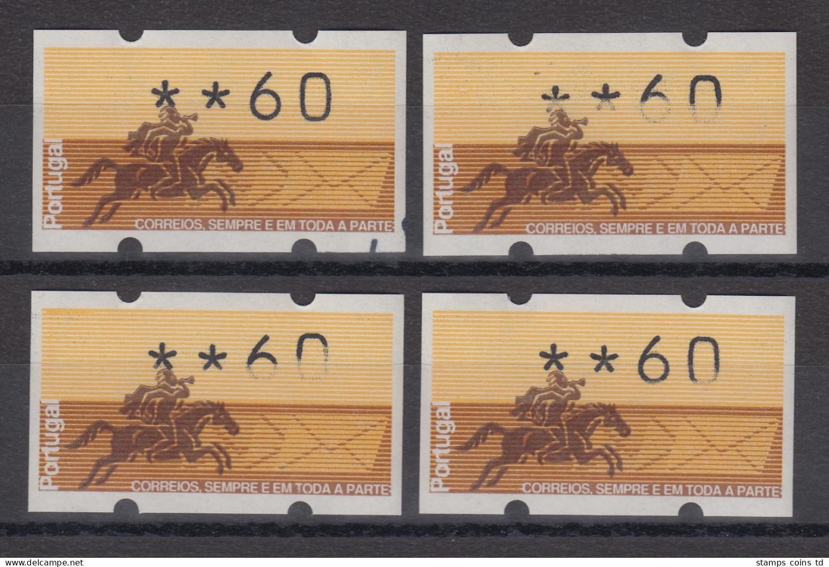 Portugal 1990 ATM Postreiter Mi.-Nr. 2 Teildruck ** Wert 60  Lot 4 ATM  - Timbres De Distributeurs [ATM]