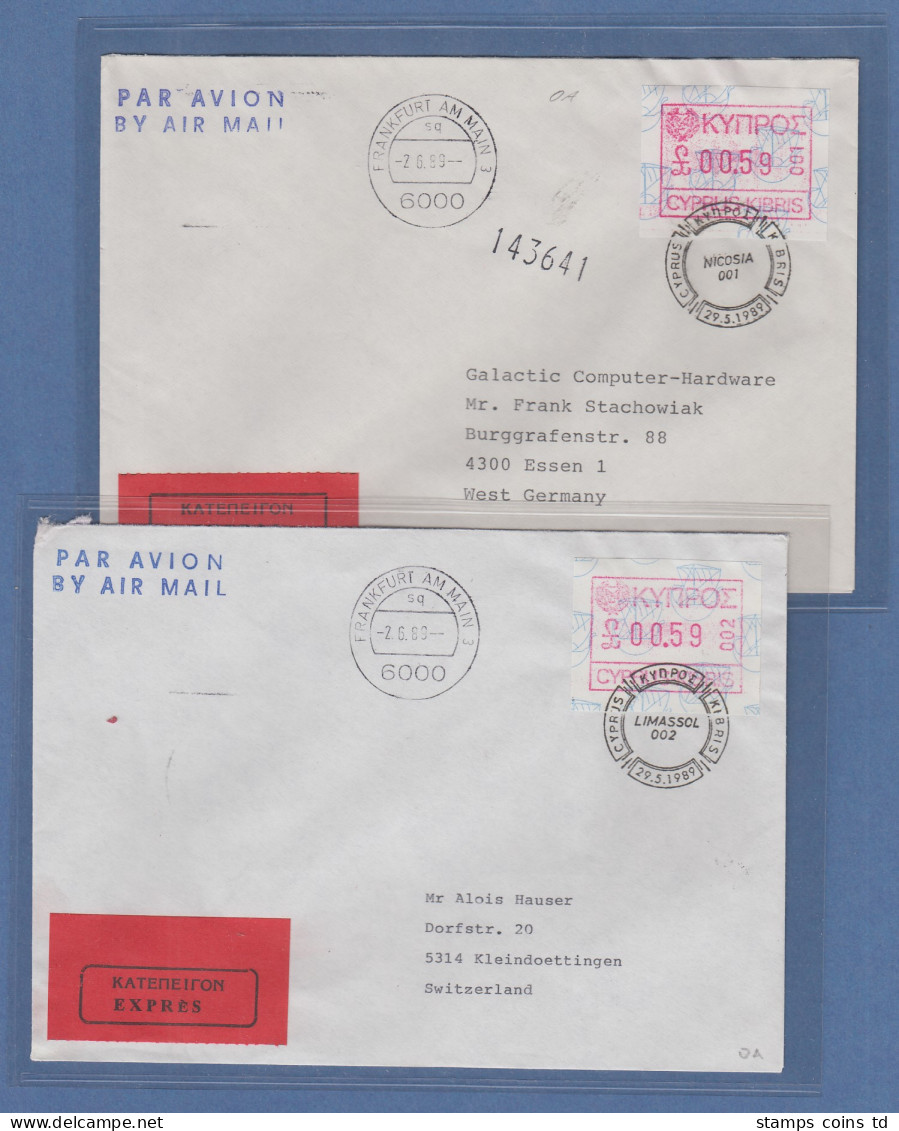 Zypern Frama-ATM 1989 Aut.-Nr.001 Und 002 Aus OA Je Express-FDC  - Other & Unclassified