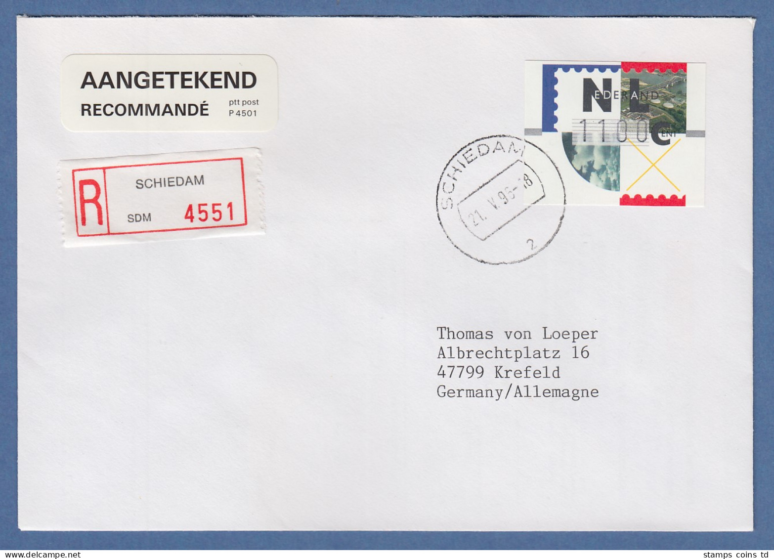 Niederlande ATM Mi.-Nr. 2.1 Typ FRAMA Wert 1100 Auf R-FDC, O SCHIEDAM - Other & Unclassified