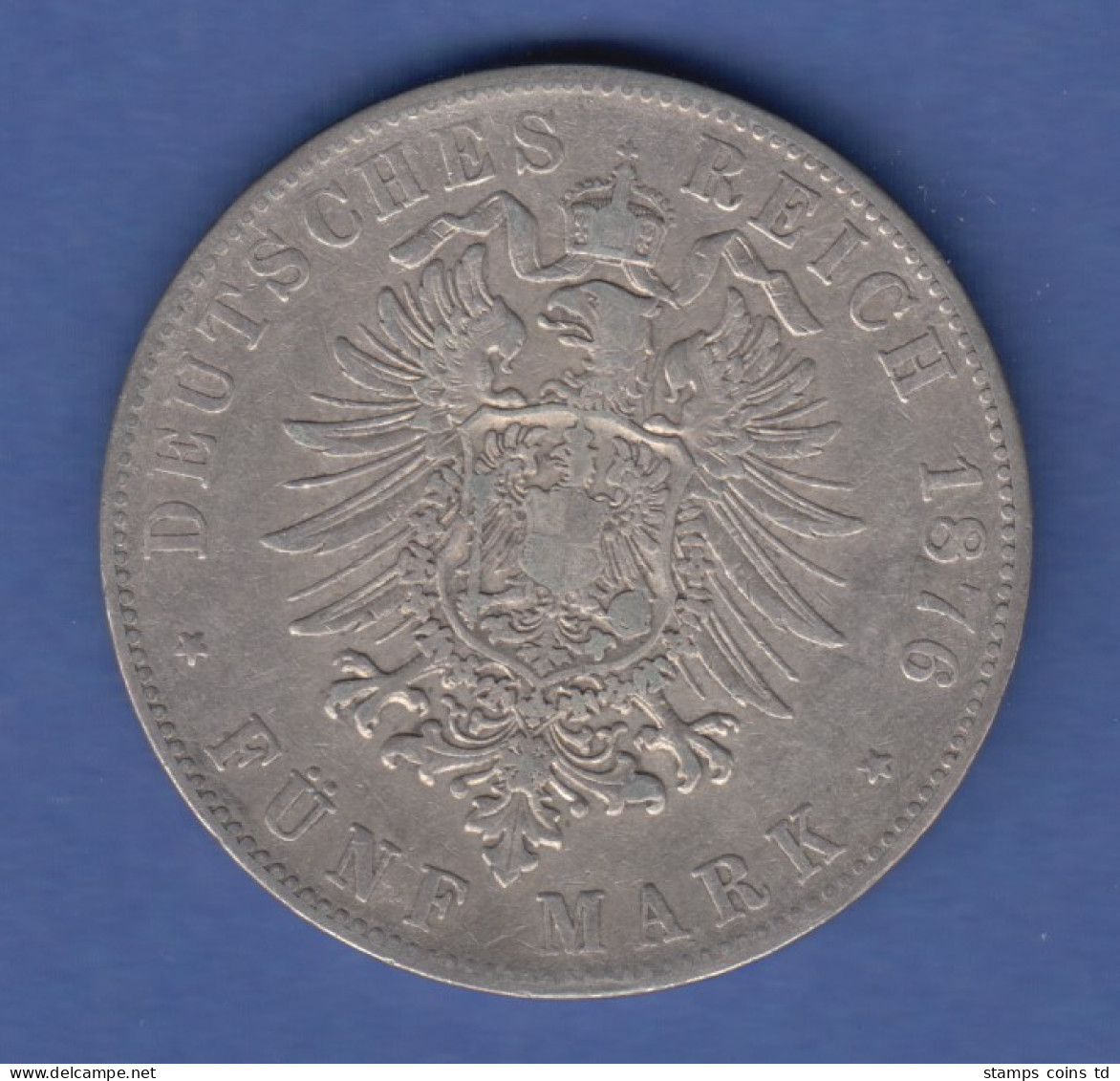 Deutsches Kaiserreich Baden König Friedrich Silbermünze 5 Mark 1876 G Ss - Altri & Non Classificati