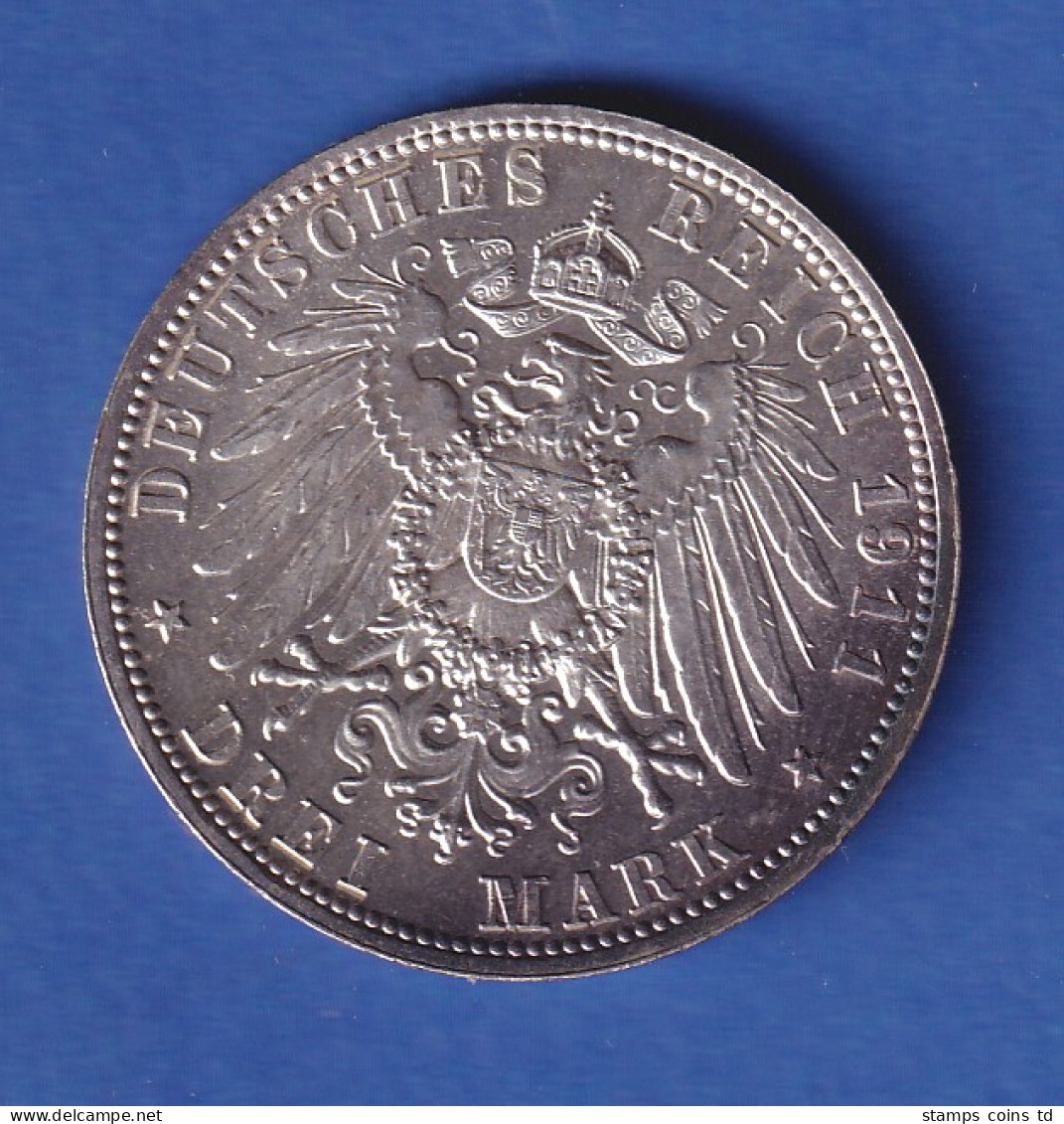 Deutsches Kaiserreich Bayern Silbermünze 3 Mark Prinzregent Luitpold, 1911 - Altri & Non Classificati