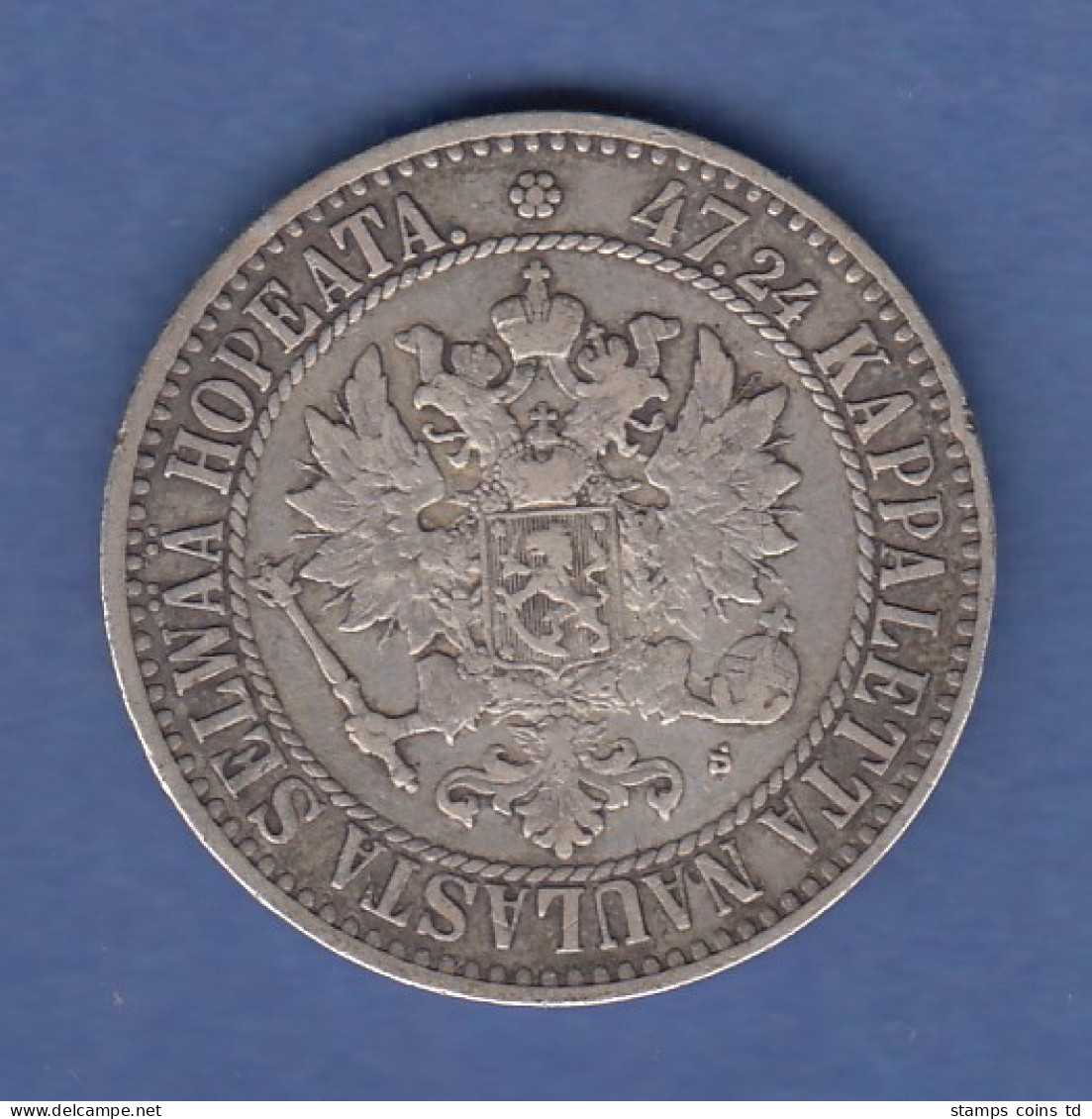 Finnland Silber-Kursmünze 2 MARKKAA Jahrgang 1865 - Finnland