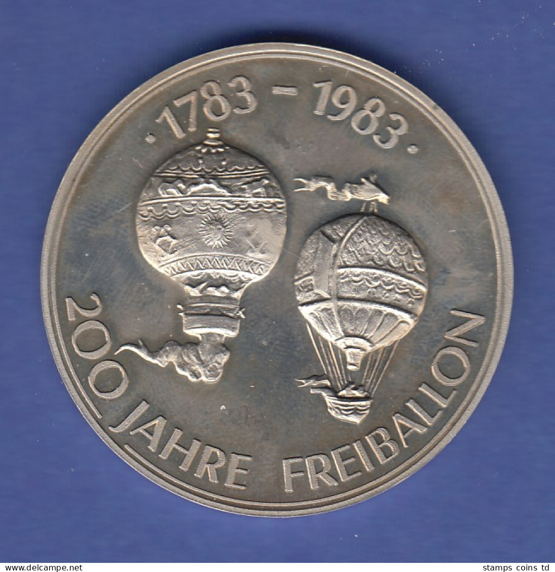 200 Jahre Freiballon 1783-1983  , SELTENE Silbermedaille PP, 20g Ag925 - Unclassified