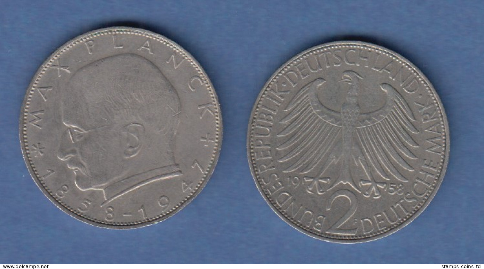 Bundesrepublik Kursmünze 2 Mark Max Planck 1958 F - Autres & Non Classés