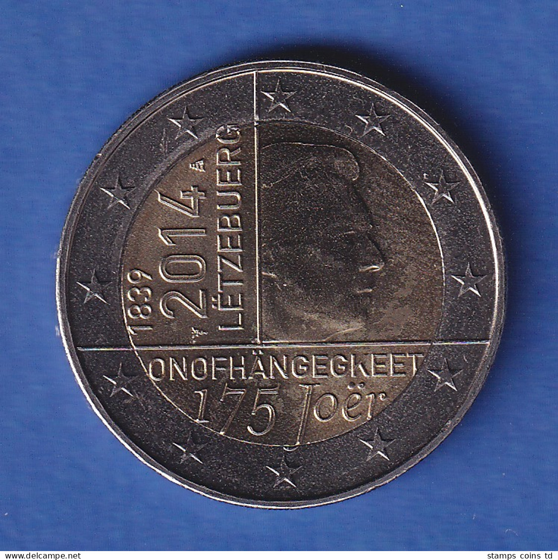 Luxemburg 2014 2-Euro-Sondermünze 175 Jahre Unabhängigkeit Bankfr. Unzirk.  - Slovakia