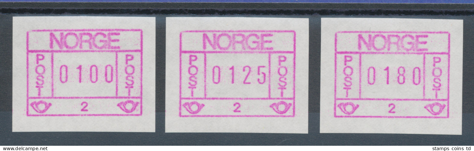 Norwegen Frama-ATM 1978, Aut.-Nr. 2 (Oslo Flughafen) Tastensatz 100-125-180 ** - Timbres De Distributeurs [ATM]