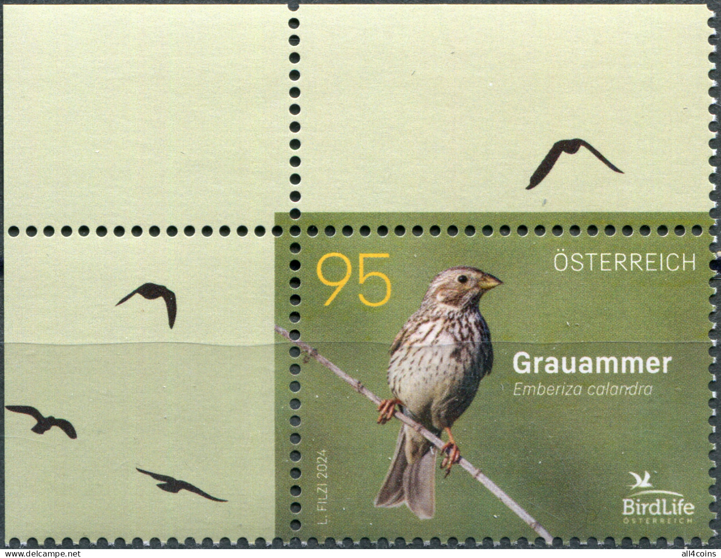 Austria 2024. Corn Bunting (Emberiza Calandra) (III) (MNH OG) Stamp - Ongebruikt