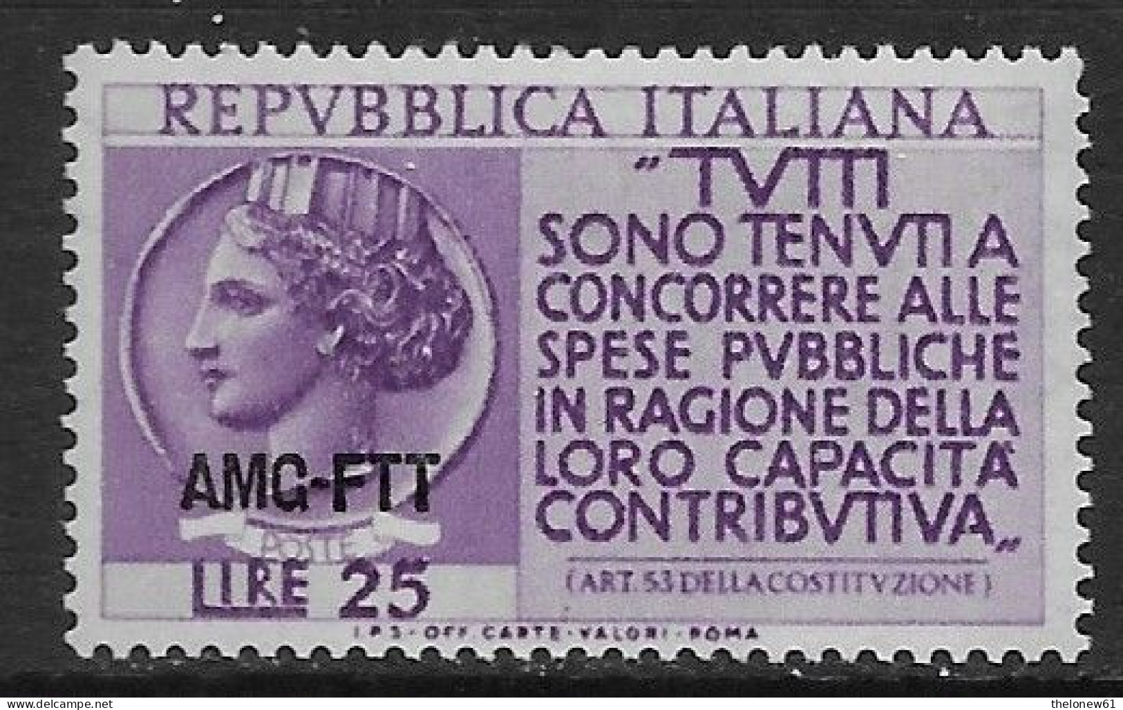 Italia Italy 1954 Trieste A Reddito Sa N.198 Nuovo MH * - Neufs