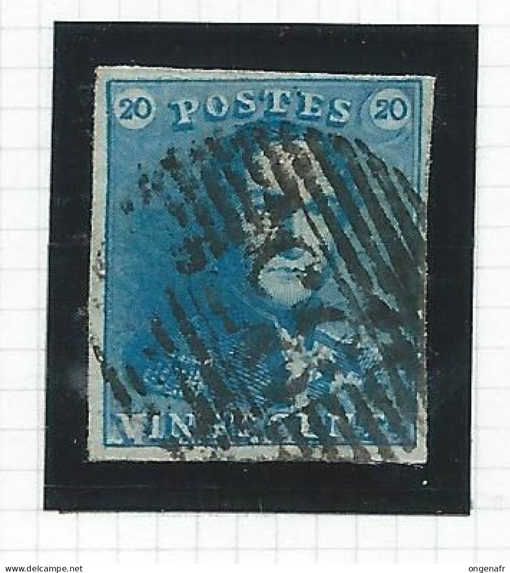 20 Centimes Bleu - N° 2 - Obl.  - 83 : MONS - 1849 Epaulettes