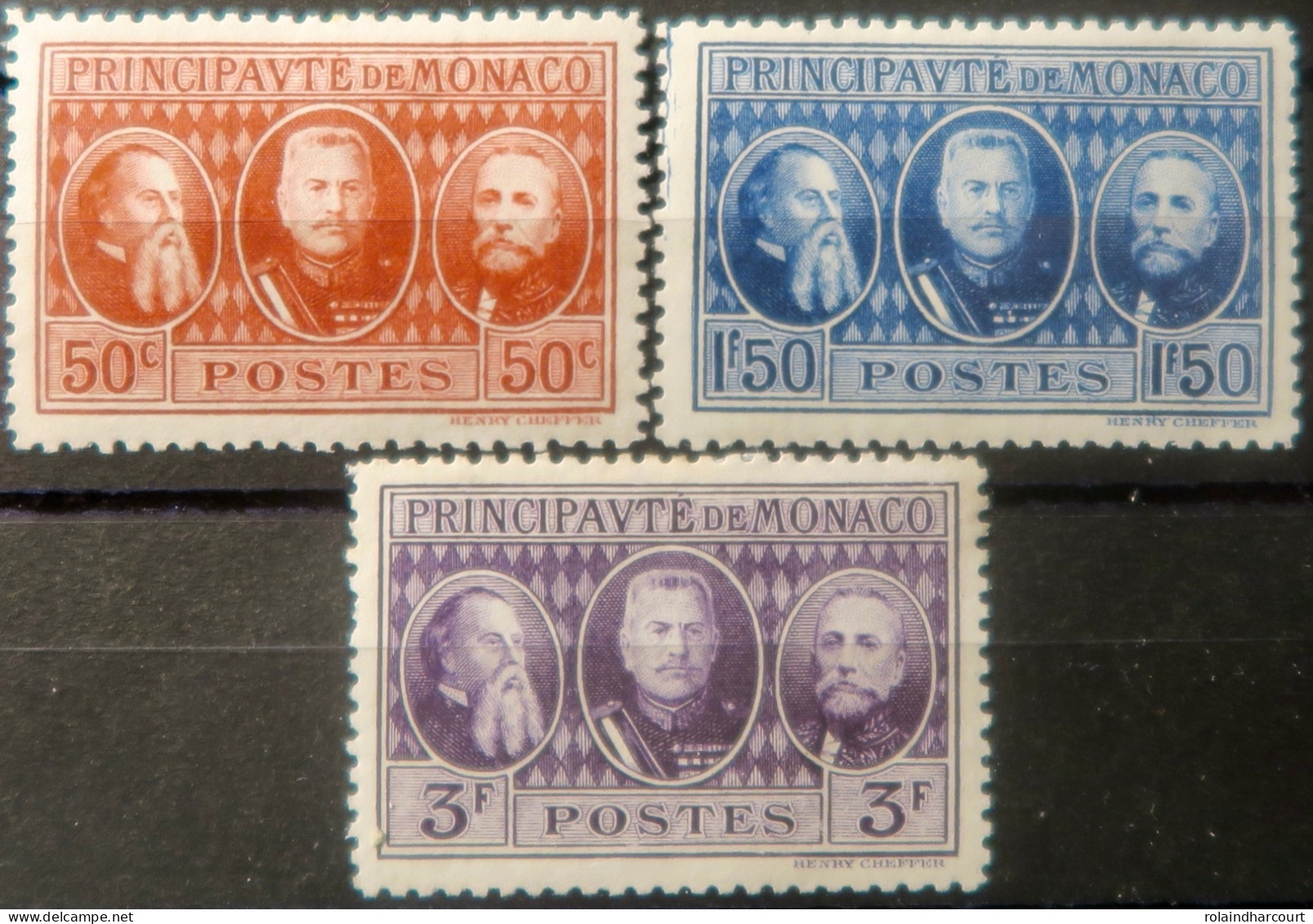 R2253/655 - MONACO - 1928 - Charles III / Louis II / Albert 1er - N°111 à 113 NEUFS* - Unused Stamps