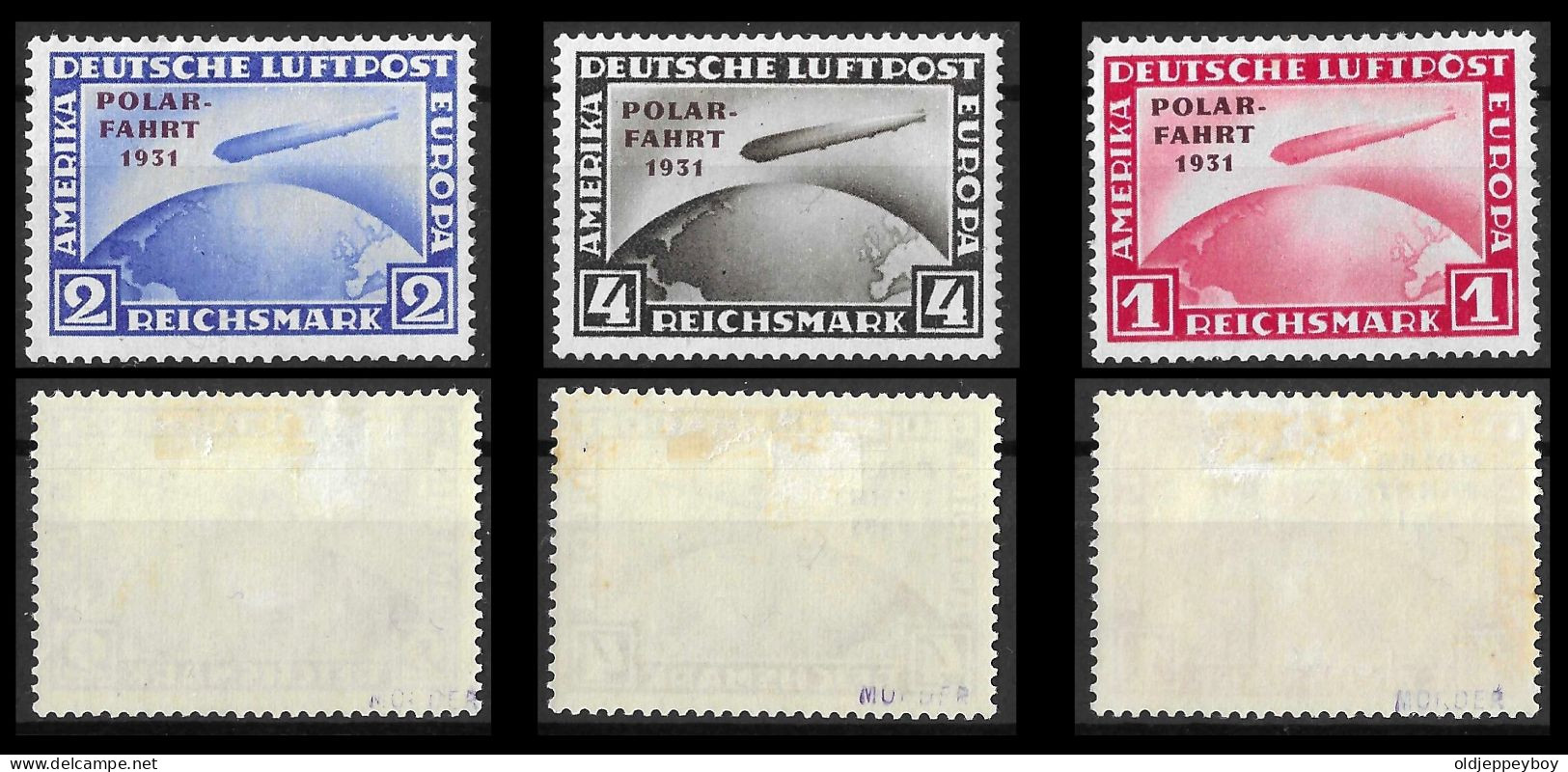 GERMANY DR 456-458, Yvert Poste Aérienne N° 40/42 Postfrisch *,MLH FULL GUM , Zeppelin-Marken Polar-Fahrt 1931 SIGNED VF - Luchtpost & Zeppelin