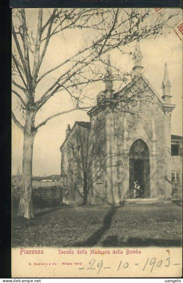 %1304 PIACENZA - SACELLO DELLA MADONNA DELLA BOMBA ( RETRO INDIVISO 1903 ) - Piacenza