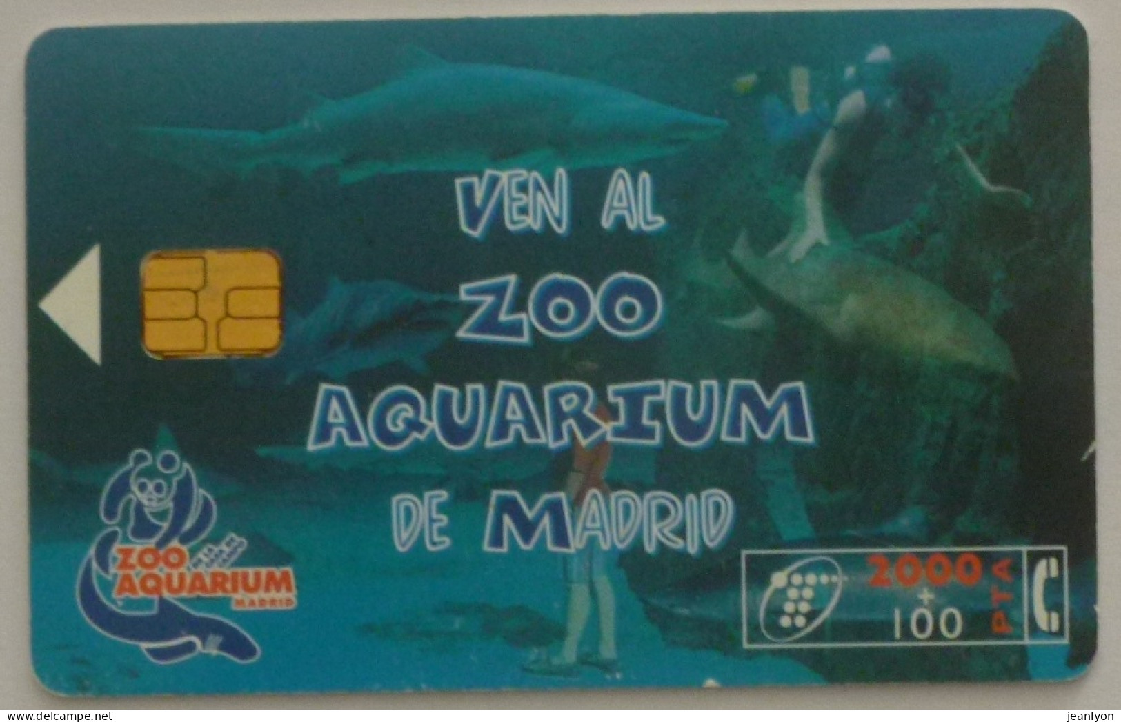 ZOO AQUARIUM MADRID - Poissons - Train Régional RENFE Au Verso - Carte Téléphone Espagne 2000 Utilisée - Poissons