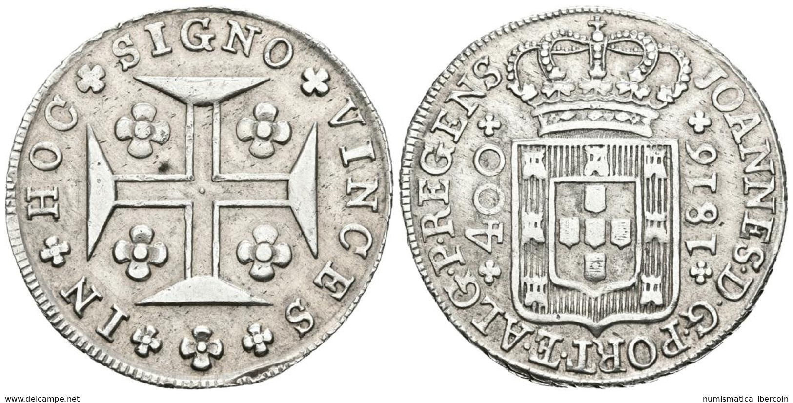 BRASIL. Johannes, Príncipe Regente. 400 Reis. 1816. Lisboa. Km#331. Ar. 14,69g. - Otros & Sin Clasificación