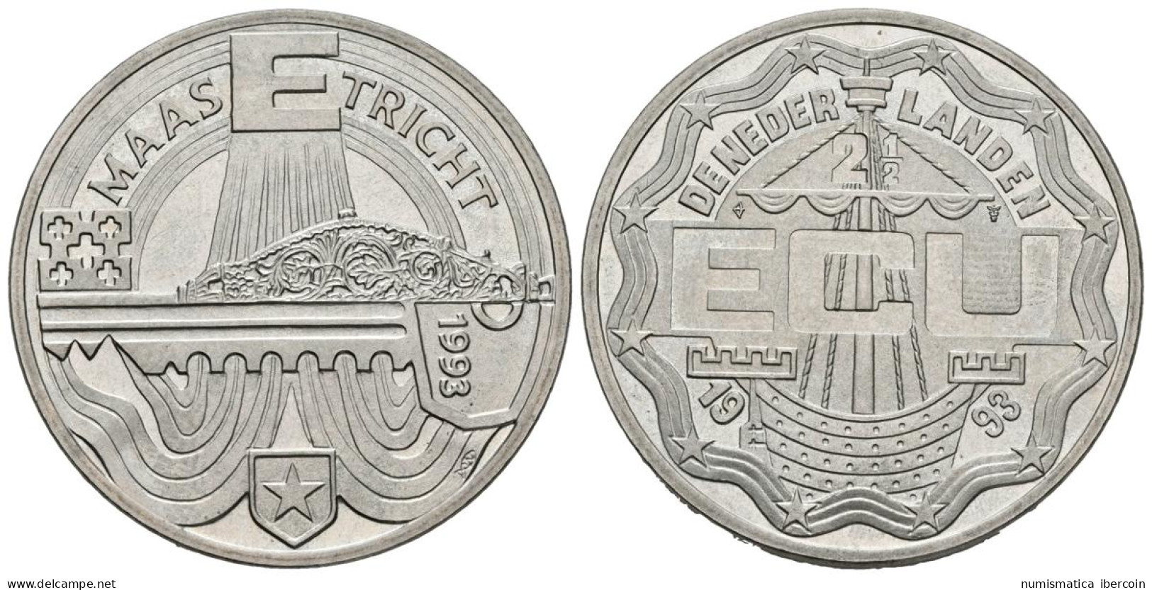 HOLANDA. 2 1/2 Ecu. 1993. MAASTRICHT. CuNi. 15,44g. SC. - Sonstige & Ohne Zuordnung