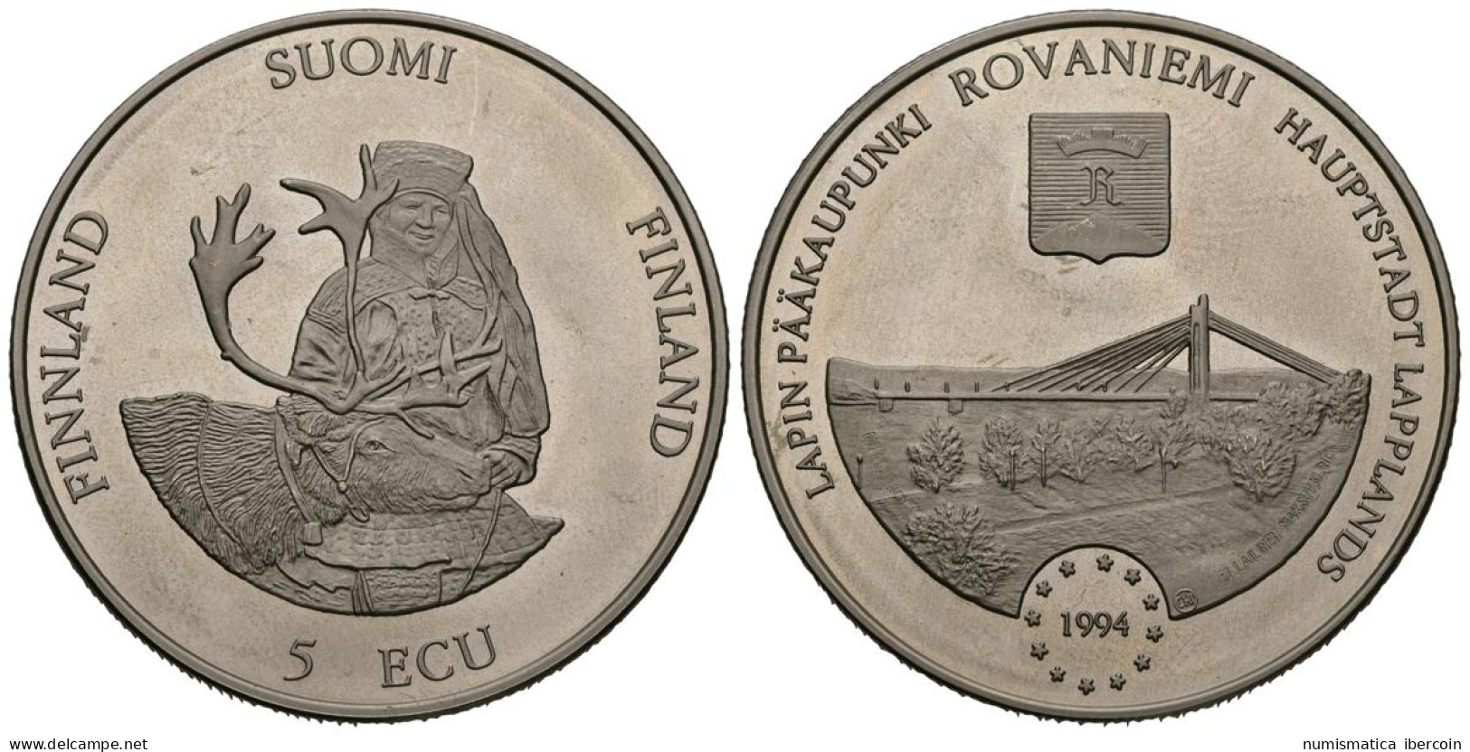 FINLANDIA. 5 Ecu. Rovaniemi. 1994. (Cu-Ni. 26,50g/38,5mm). SC. - Sonstige & Ohne Zuordnung