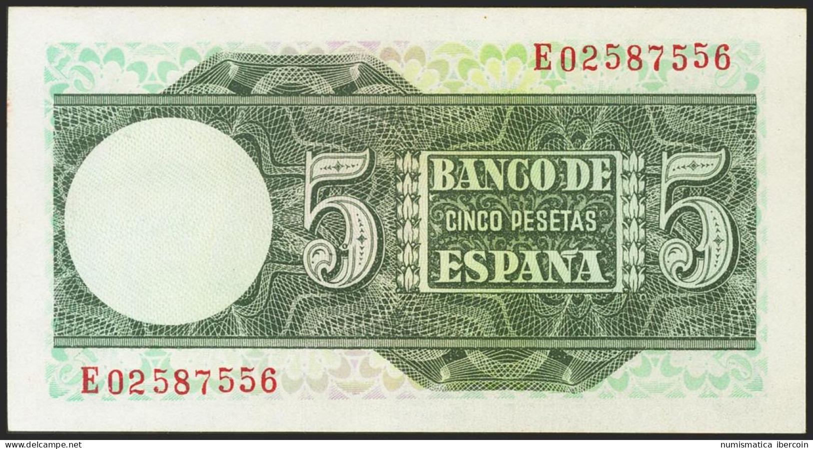 5 Pesetas. 5 De Marzo De 1948. Serie E. (Edifil 2021: 455a). Apresto Original.  - Autres & Non Classés