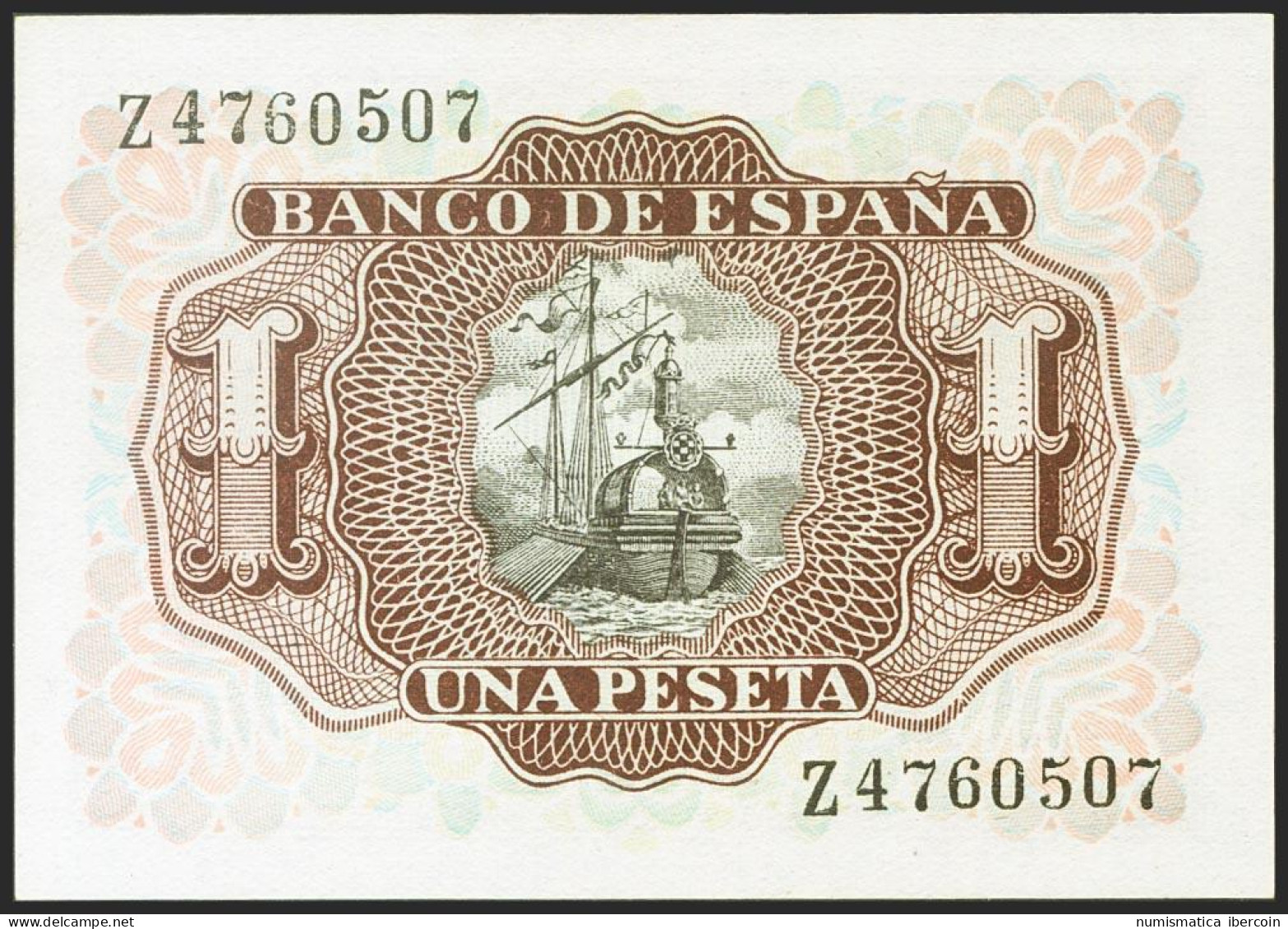 1 Peseta. 22 De Julio De 1953. Serie Z. (Edifil 2021: 465a). Apresto Original.  - Autres & Non Classés