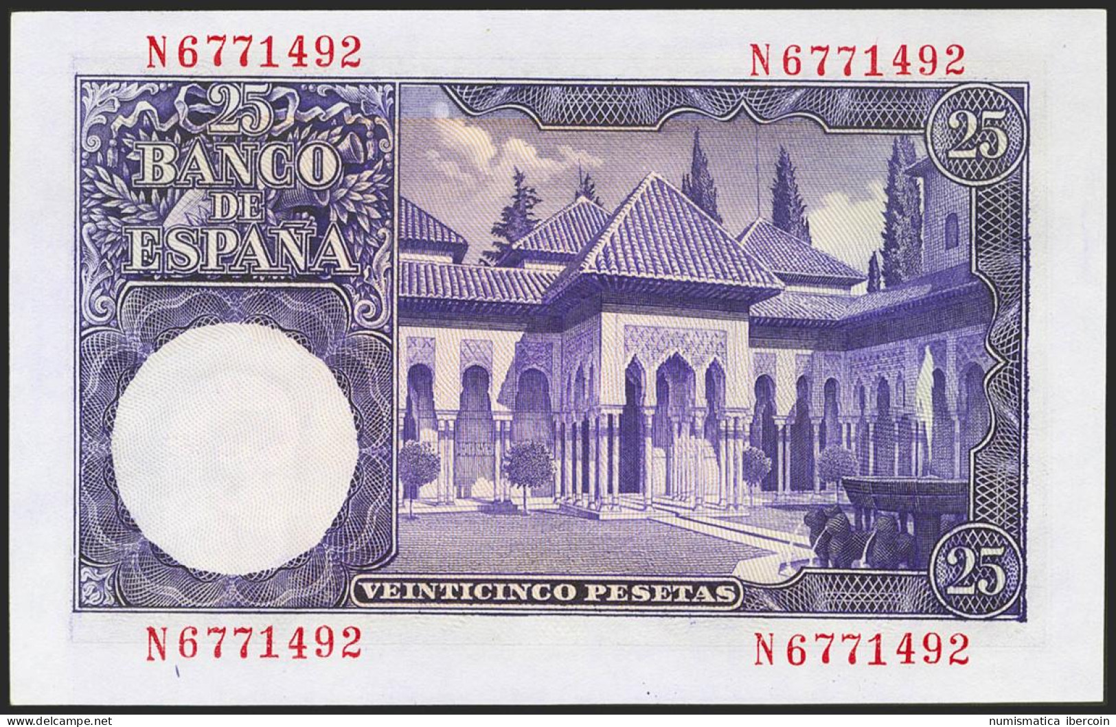 25 Pesetas. 22 De Julio De 1954. Serie N. (Edifil 2021: 467a). Conserva Todo Su - Other & Unclassified