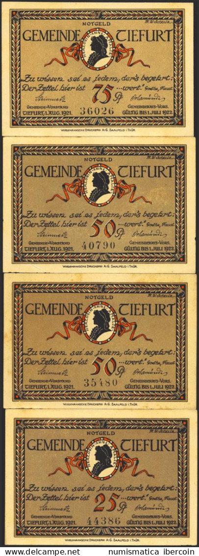 GERMANY. NOTGELD (TIEFURT): Complete Set Of 4 Banknotes: 25 Pfennig, 50 Pfennig - Other & Unclassified