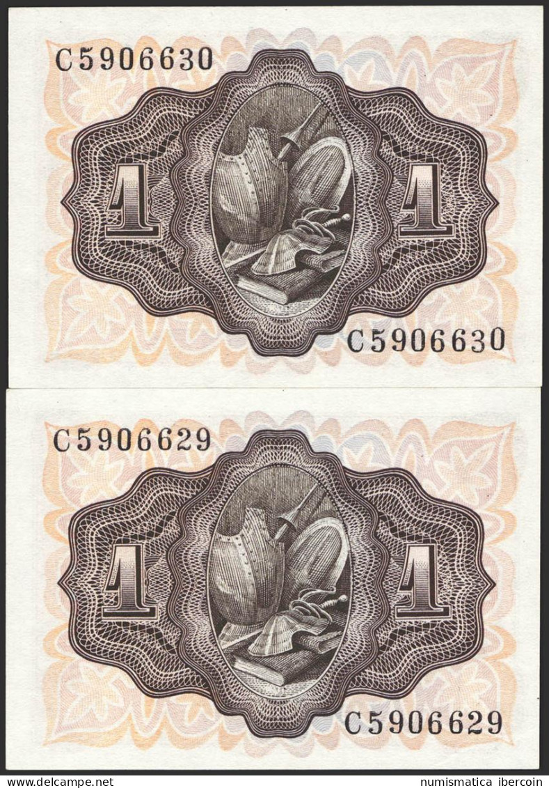 1 Peseta. 19 De Noviembre De 1951. Pareja Correlativa. Serie C. (Edifil 2021: 4 - Other & Unclassified