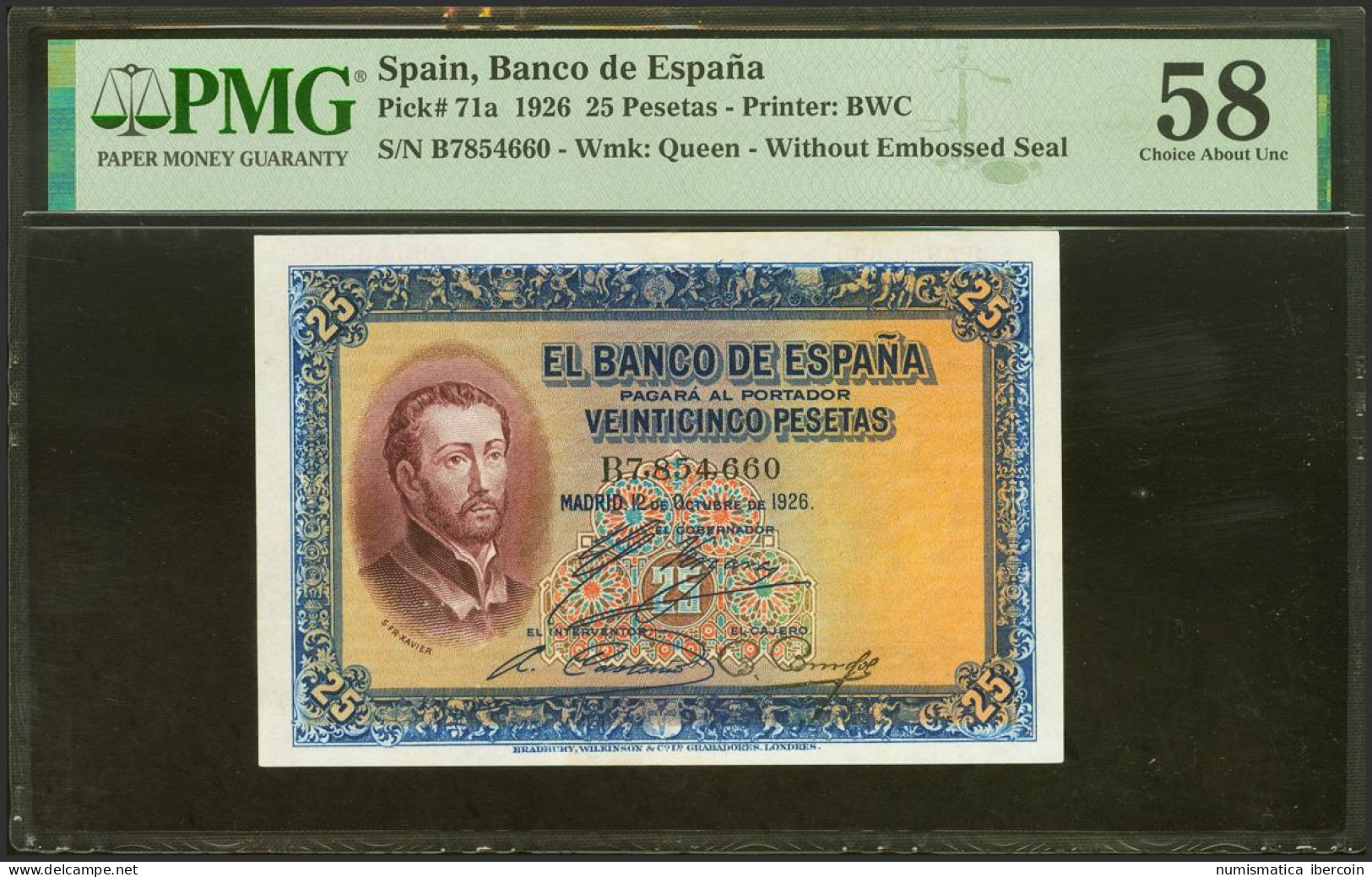 25 Pesetas. 12 De Octubre De 1926. Serie B, última Serie Emitida. (Edifil 2021: - Autres & Non Classés