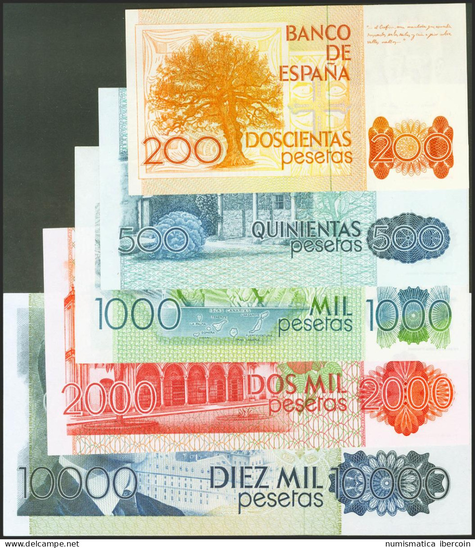 Conjunto De 5 Billetes Del Banco De España De 200 Pesetas, 500 Pesetas, 1000 Pe - Sonstige & Ohne Zuordnung