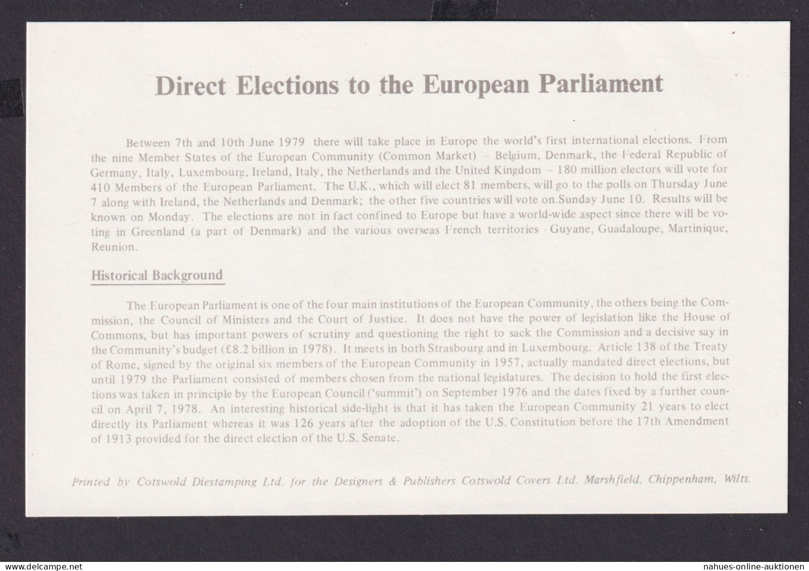 Großbritannien Brief Europa Parlament Edingburgh Bath Als FDC 9.5.1979 - Lettres & Documents