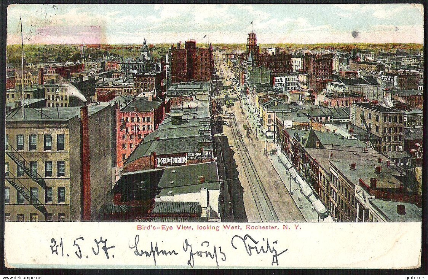 USA Scott 329 Imperforate At Top On Postcard ROCHESTER 1907 Cancelled BOSTON - Brieven En Documenten