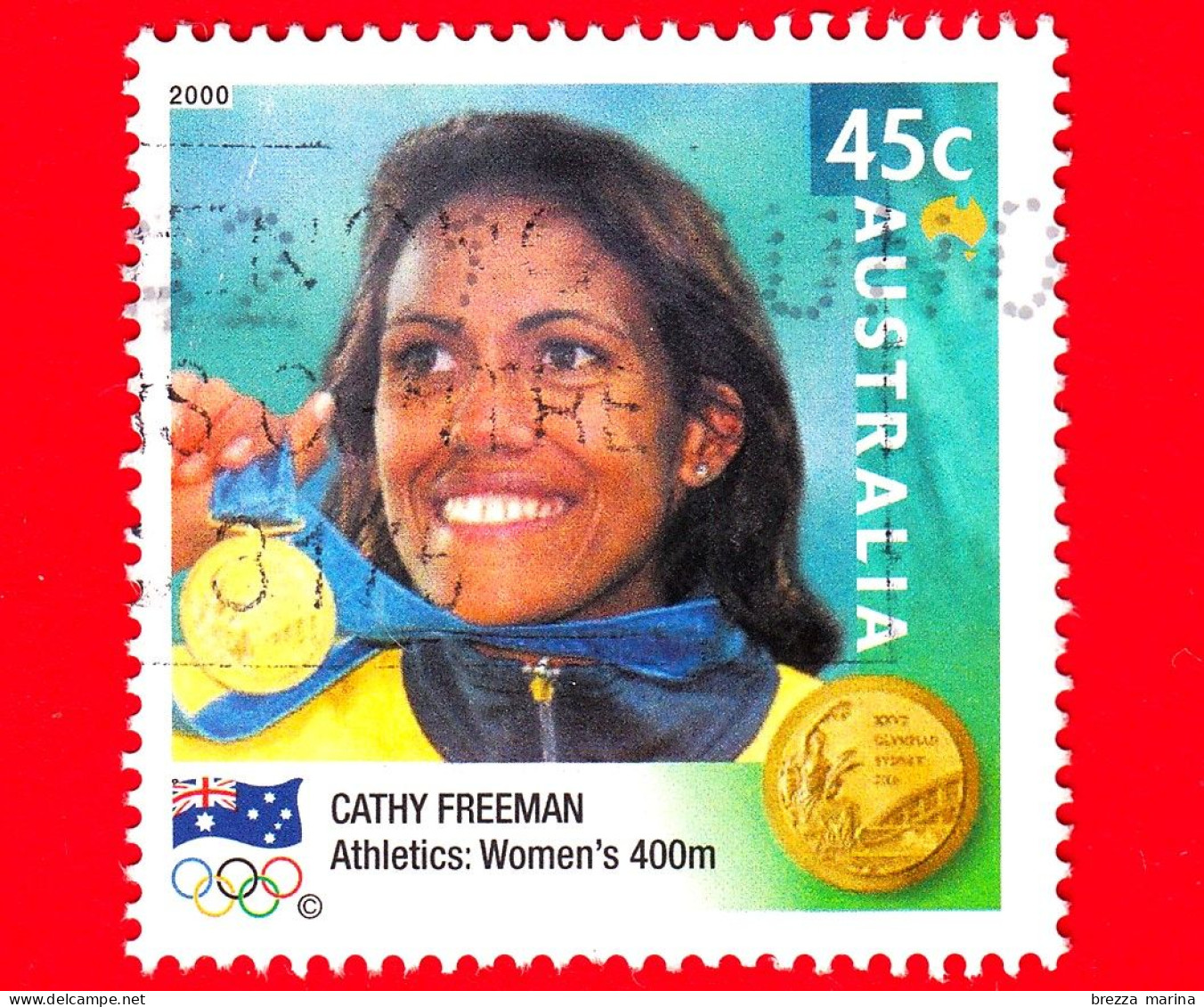 AUSTRALIA  - Usato - 2000 - Giochi Olimpici - Medaglia - Atletica - Corsa - 400 Metri Donne - Cathy Freeman - 45 - Oblitérés