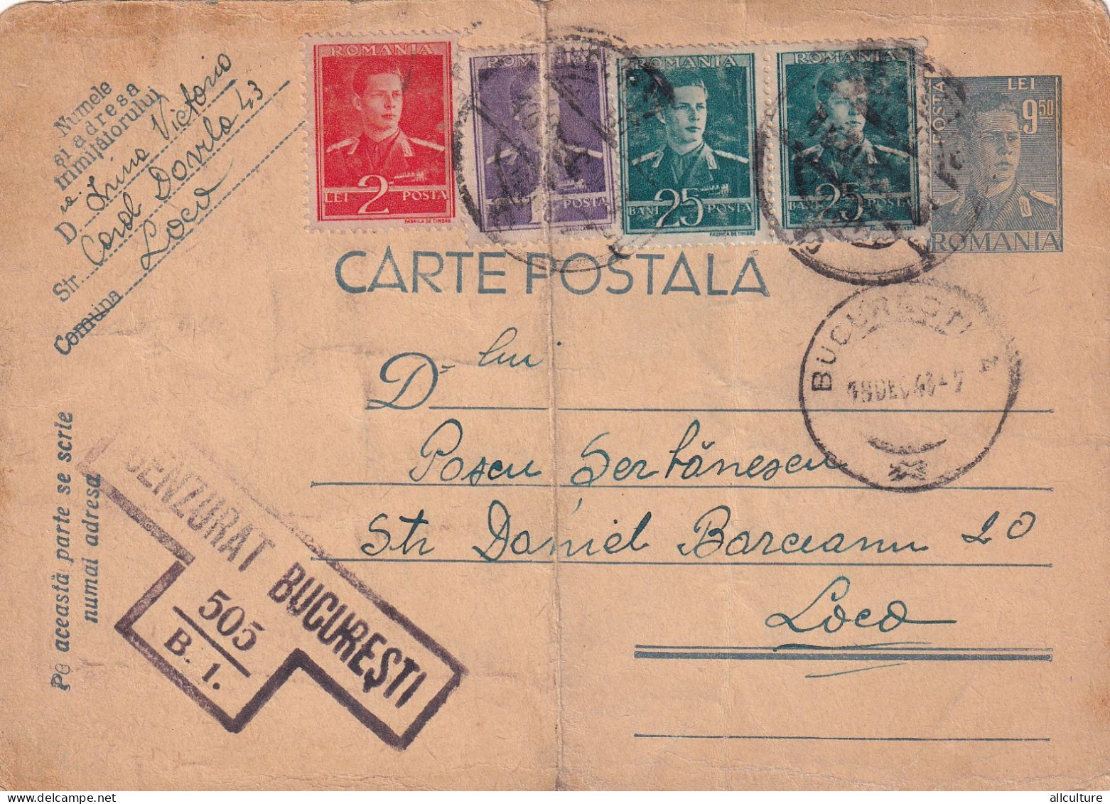 A24328 -  Military Letter Cenzored Bucuresti  Postal Stationery 1943 - Cartas De La Segunda Guerra Mundial