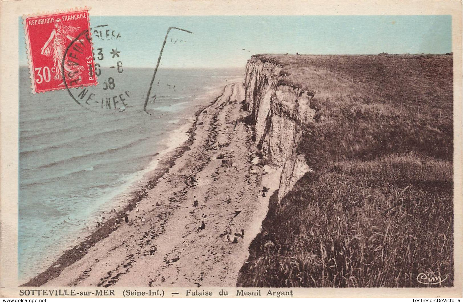 FRANCE - Sotteville Sur Mer (Seine Inf) - Vue Sur La Falaise Du Mesnil Argant - Animé - Plage - Carte Postale Ancienne - Sotteville Les Rouen