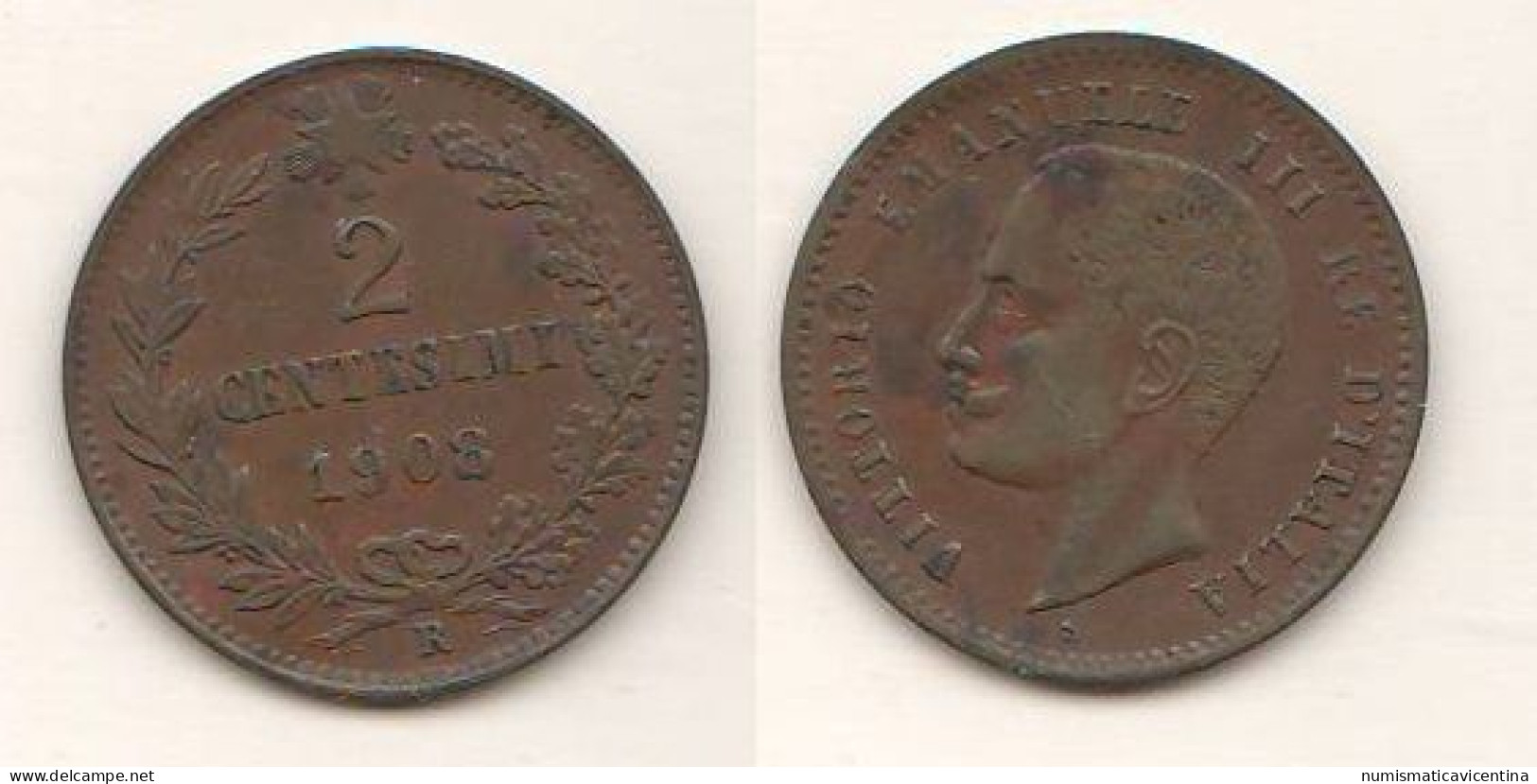 Italie 2 Centesimi Cents 1908 Italy Italia Regno Roma Mint Copper Coin - 1878-1900 : Umberto I