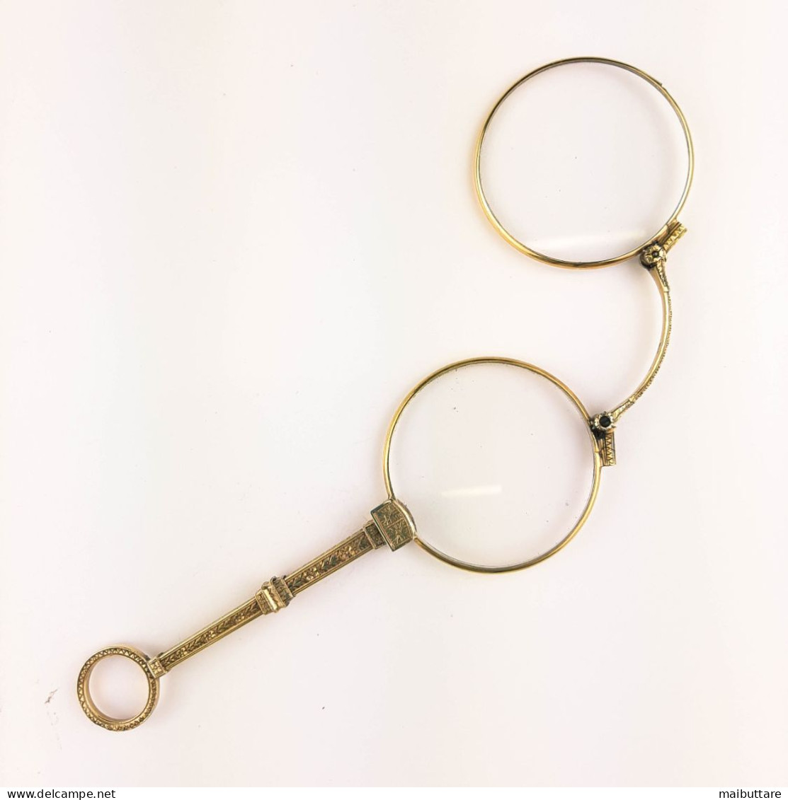 Occhiali A Scatto Antichi In Oro Giallo Modello Lorgnette Stile Impero Da Tasca Databili Fine 1800 / Inizio 1900 - Autres & Non Classés