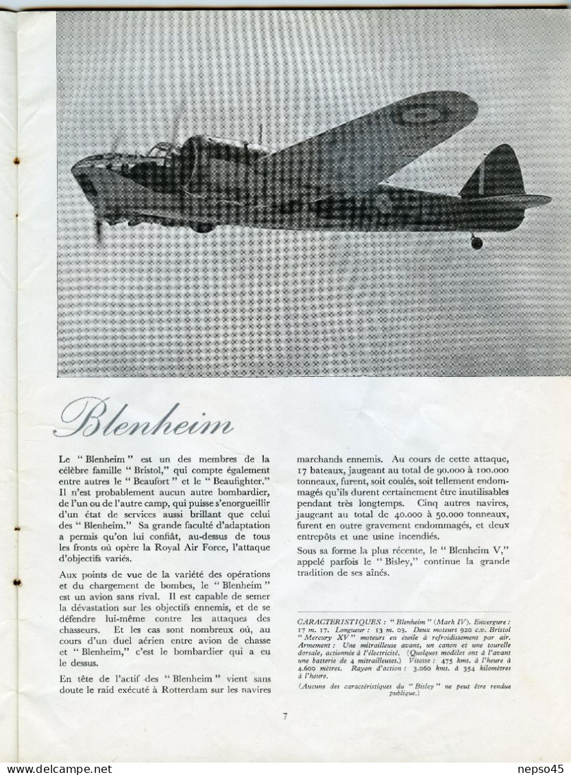 Aviation Britannique.Avion.liste Des Avions De La Royal Air Force.Guerre 1939-45.Publication Bureau Information Alliés. - French