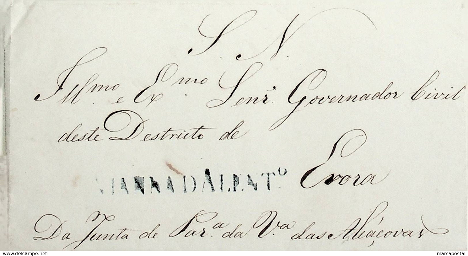 1843 Portugal Pré-Filatelia Viana Do Alentejo VNT 1 «VIANNADALENT» Azul - ...-1853 Vorphilatelie