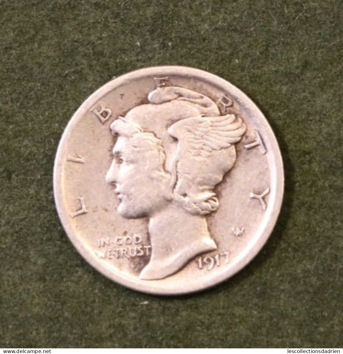 Pièce En Argent Etats-Unis 10 Cents 1917 En Très Bon état  - US Silver Coin Mercury Dime - 1916-1945: Mercury (kwik)